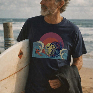 Sea God Surf Myth Tee | Vintage Coastal Graphic | Ultra - Soft Eco - Friendly Graphic Tee