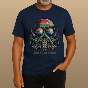 Sea Soul Tribe Chill Octopus T-Shirt | Breathable Everyday Coastal Tee | Ultra - Soft Eco - Friendly Graphic Tee