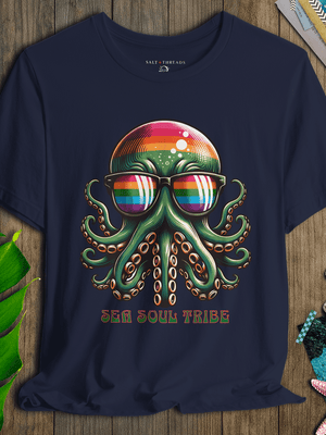 Sea Soul Tribe Chill Octopus T-Shirt | Breathable Everyday Coastal Tee | Ultra - Soft Eco - Friendly Graphic Tee