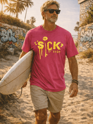 Sick Ride Tee | Surf Graffiti Coastal Beach Graphic Tee | Ultra - Soft Eco - Friendly Graphic Tee