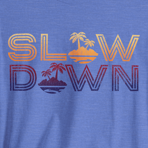 Slow Down Vintage Sunset Tee | Retro Coastal Chill Graphic | Ultra-Soft Eco-Friendly Graphic Tee