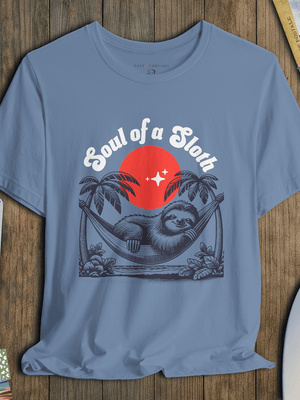 Soul of a Sloth T-Shirt | Coastal Hammock Moonlight Graphic Tee | Ultra - Soft Eco - Friendly Graphic Tee