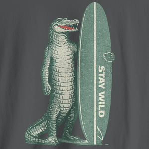 Stay Wild Tee | Vintage Postcard Gator Surf | Ultra - Soft Eco - Friendly Graphic Tee