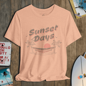 Sunset Days T-Shirt | Vintage Hammock Coastal Tee | Ultra - Soft Eco - Friendly Graphic Tee