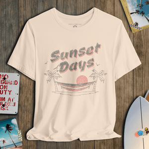 Sunset Days T-Shirt | Vintage Hammock Coastal Tee | Ultra - Soft Eco - Friendly Graphic Tee