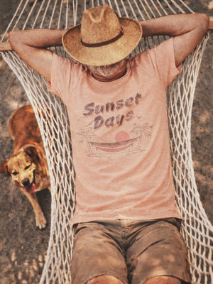 Sunset Days Tee | Vintage Hammock Coastal Tee | Ultra - Soft Eco - Friendly Graphic Tee