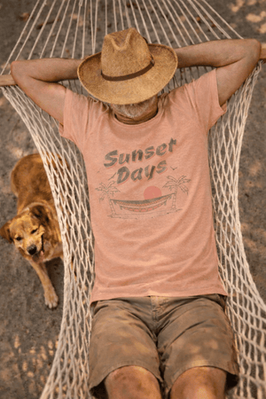 Sunset Days Tee | Vintage Hammock Coastal Tee | Ultra - Soft Eco - Friendly Graphic Tee