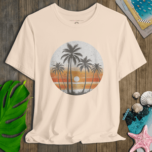 Sunset Palm Vintage Tee | Coastal Nostalgia | Ultra - Soft Eco - Friendly Graphic Tee
