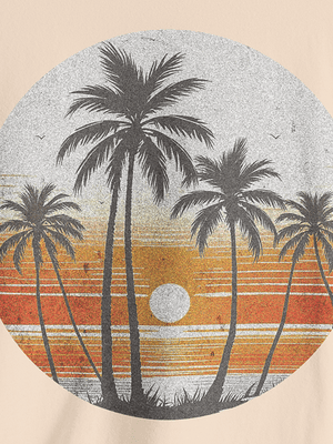 Sunset Palm Vintage Tee | Coastal Nostalgia | Ultra-Soft Eco-Friendly Graphic Tee