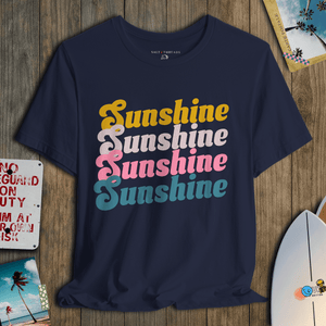 Sunshine Rainbow T-Shirt | 70s Retro Coastal Graphic Tee | Ultra - Soft Eco - Friendly Graphic Tee