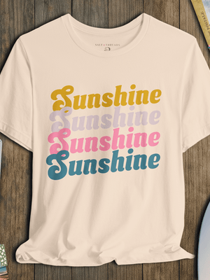 Sunshine Rainbow T-Shirt | 70s Retro Coastal Graphic Tee | Ultra - Soft Eco - Friendly Graphic Tee