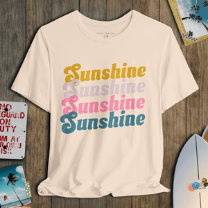 Sunshine Rainbow T-Shirt | 70s Retro Coastal Graphic Tee | Ultra - Soft Eco - Friendly Graphic Tee