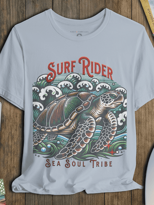 Surf Rider Turtle T-Shirt | Soft Coastal Ocean Graphic Tee | Ultra - Soft Eco - Friendly Graphic Tee