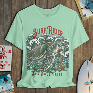 Surf Rider Turtle T-Shirt | Soft Coastal Ocean Graphic Tee | Ultra - Soft Eco - Friendly Graphic Tee