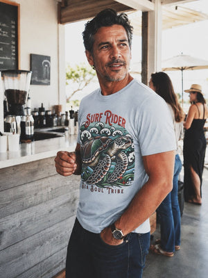 Surf Rider Turtle Tee | Soft Coastal Ocean Graphic Tee | Ultra - Soft Eco - Friendly Graphic Tee