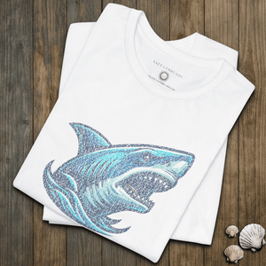 Swim Near Lifeguard Shark T-Shirt | Coastal Graphic Tee | Ultra - Soft Eco - Friendly Graphic Tee