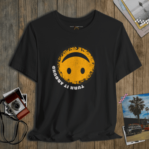 Turn It Around Smiley Tee | Change Your View Vintage Graphic T-Shirt | Ultra-Soft Eco-Friendly Graphic Tee