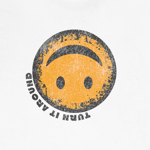 Turn It Around Smiley Tee | Change Your View Vintage Graphic T-Shirt | Ultra-Soft Eco-Friendly Graphic Tee