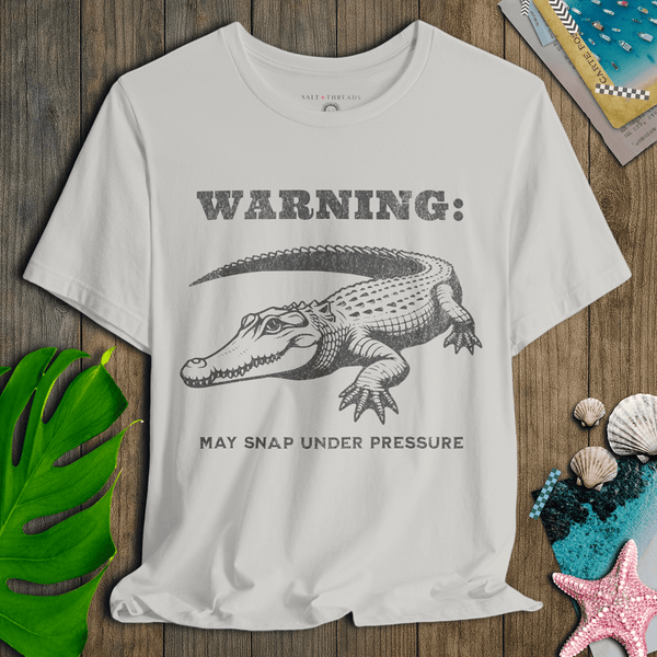 Warning: May Snap Under Pressure T-Shirt | Eco - Friendly Ultra - Soft Vintage Graphic Tee | Ultra - Soft Eco - Friendly Graphic Tee