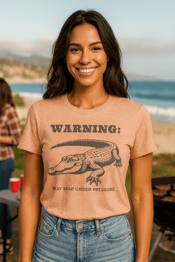 Warning: May Snap Under Pressure T-Shirt | Eco - Friendly Ultra - Soft Vintage Graphic Tee | Ultra - Soft Eco - Friendly Graphic Tee