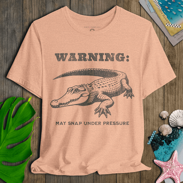 Warning: May Snap Under Pressure T-Shirt | Eco - Friendly Ultra - Soft Vintage Graphic Tee | Ultra - Soft Eco - Friendly Graphic Tee