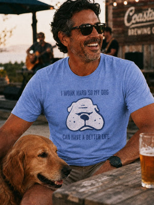 Work Hard Dog Tee | Vintage 70s Cartoon Pup Tee | Ultra-Soft Eco-Friendly Graphic Tee