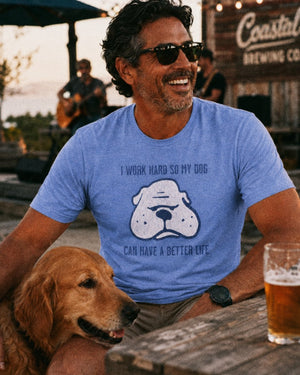 Work Hard Dog Tee | Vintage 70s Cartoon Pup Tee | Ultra-Soft Eco-Friendly Graphic Tee
